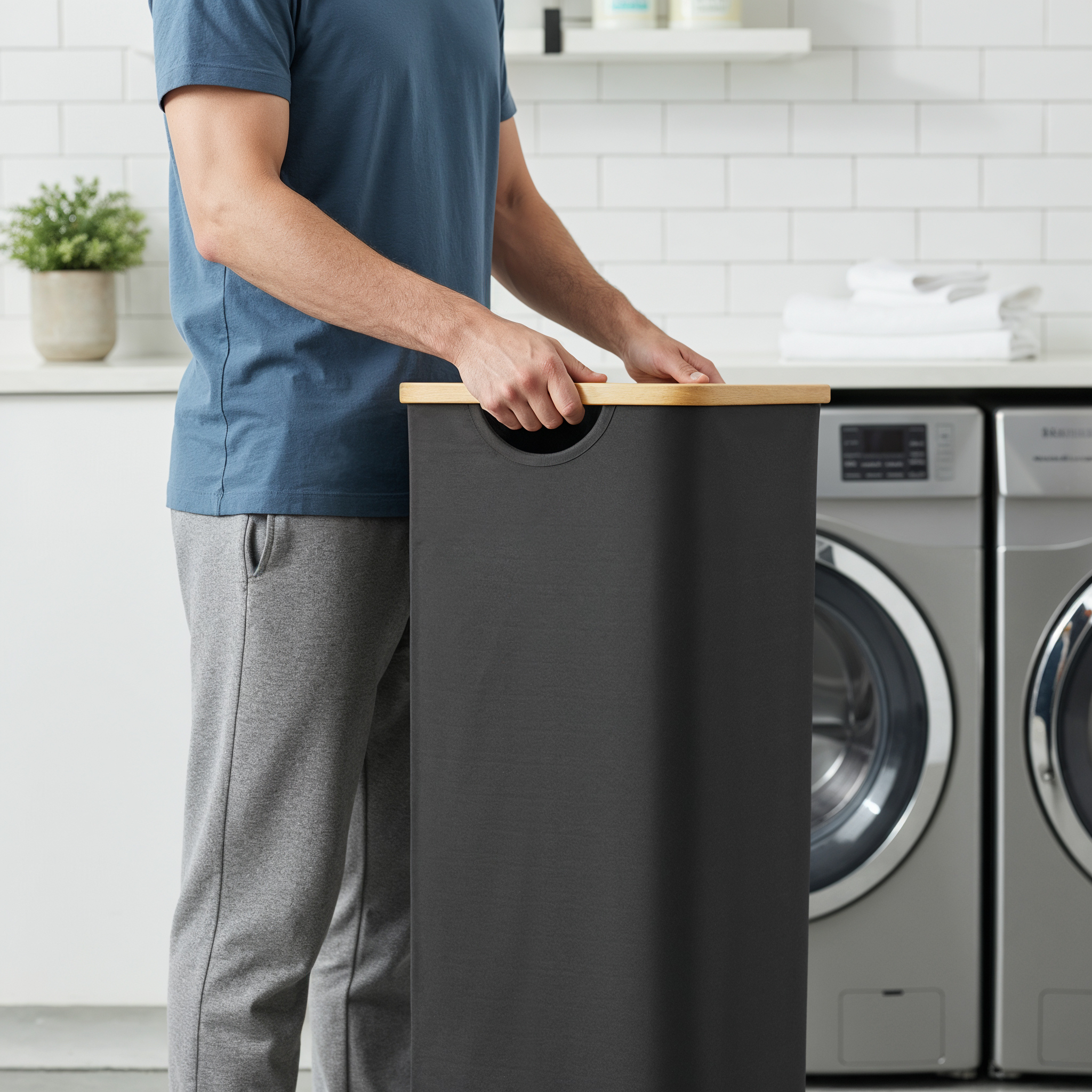 Tooloton 60-Liter Large Laundry Hamper, Black photo 6