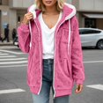 thumbnail image 2 of Women's Jacket Fuzzy Sherpa Fleece Zipper Drawstring Warm Hoodie With Pocket Oversize Casual Trendy Coat, 2 of 6