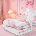 thumbnail image 5 of meiyoeat Kawaii Bowtie Zipper Full Size Comforter Sets with Fitted Sheet and 2 Pillowcases For Girls,Modern Personalized Initial L Zipper Bedding Set For Kids,Pink Reversible,4-Piece, 5 of 7