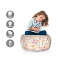 thumbnail image 2 of Floral Storage Toy Bag Chair, Feminine Flowers Composition Spring Flourishes Design, Stuffed Animal Organizer Washable Bag, Small Size, Pale Eggshell Multicolor, by Ambesonne, 2 of 3