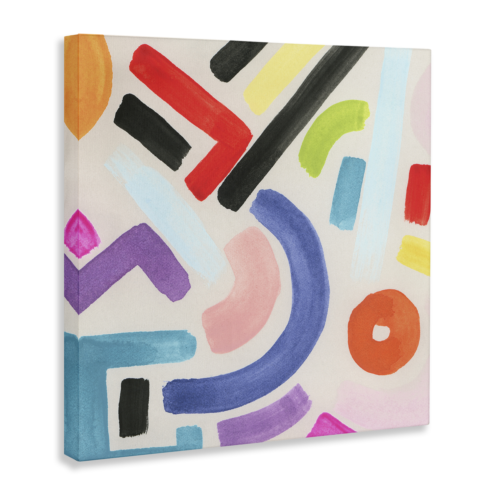 Stupell Industries Varied Retro Shapes Abstract Painting Wrapped Canvas Art Print Wall Art, 24 x 24