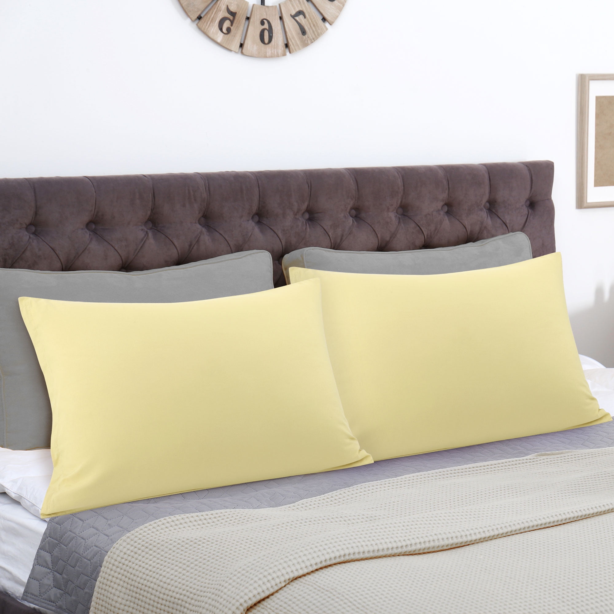 Unique Bargains 4-Piece Soft Microfiber Pillowcases Light Tan Standard(20"x26")