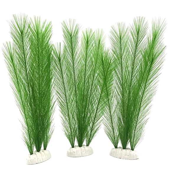 XIBUFE Aquarium Decorations 3Pcs Fish Artificial Green Water Plants Made of Silk Fabrics Plastic, Vibrant Fish Decor