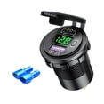 thumbnail image 1 of Cargador de coche USB-C verde de 12 V/24 V, QC3.0, enchufe PD, adaptador de corriente de carga rápida con voltímetro para coche, barco, camión, motocicleta, 1 of 5