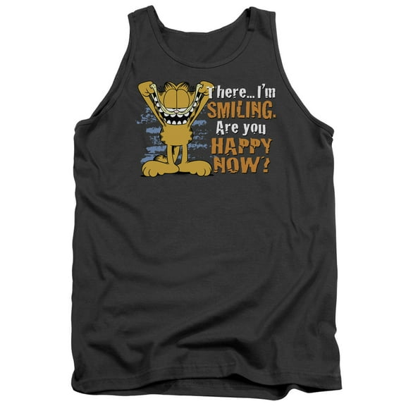 Garfield Smiling Adult Tank Top Charcoal