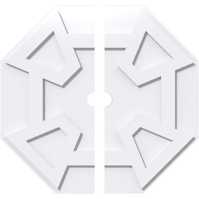 Ekena Millwork CMP24LG2-02000 24 in. OD x 2 in. ID Square Logan Architectural Grade PVC Contemporary Ceiling Medallion - 2 Piece