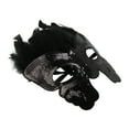 thumbnail image 1 of Unique Bargains 1 Pc Sequined Feathers Party Mask Black Silver Tone Plastic Feather, 1 of 5
