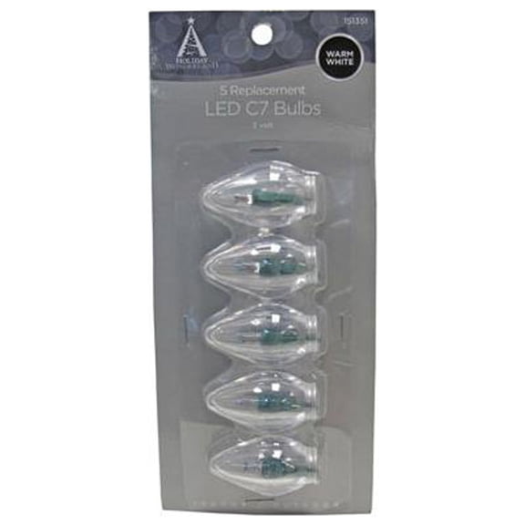 Holiday Wonderland 11232-88 Christmas Lights LED Replacement Bulb, C7, Warm White, 5-Pk. - Quantity 50
