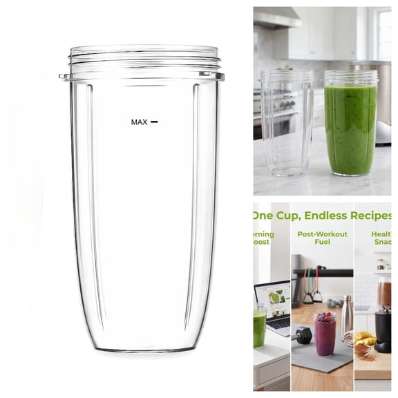 Replacement Blender Cups for NutriBullet 600W and 900W - 32 oz Cups Compatible with NutriBullet Blades 2-Pack