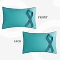 thumbnail image 2 of Sikiie a Teal Ribbonin Print Plush Pillow Cover, Wrinkle-proof and Stain-resistant Pillow Protector without Pillow Core, Home Decoration-16"x24", 2 of 6