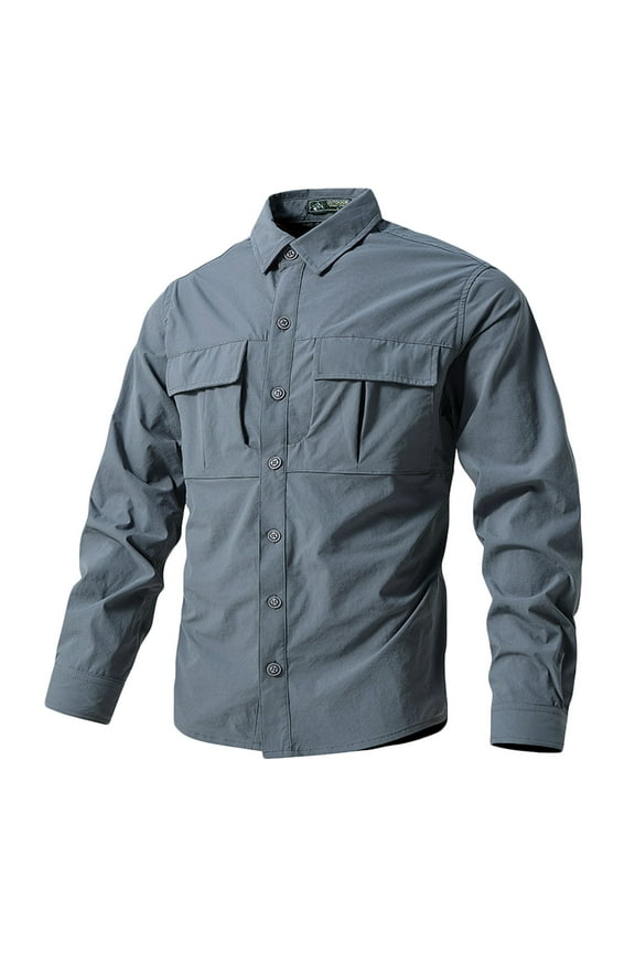 Hanes Mens Cargo Shirts ClearanceFlannels for Men,Flannel Shirts for Fall & Camping,Men's Long Sleeve Shirt,Button-Down Plaid Cowboy Shirt Gray S