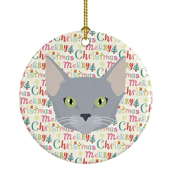Russian Blue Cat Christmas Ceramic Ornament 2.8 in x 2.8 in