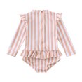 thumbnail image 2 of MIASHUI Girls One Piece Swimsuit Long Sleeve Rash Guard Bathing Suits with Hat,Light Pink,5-6 Years, 2 of 9