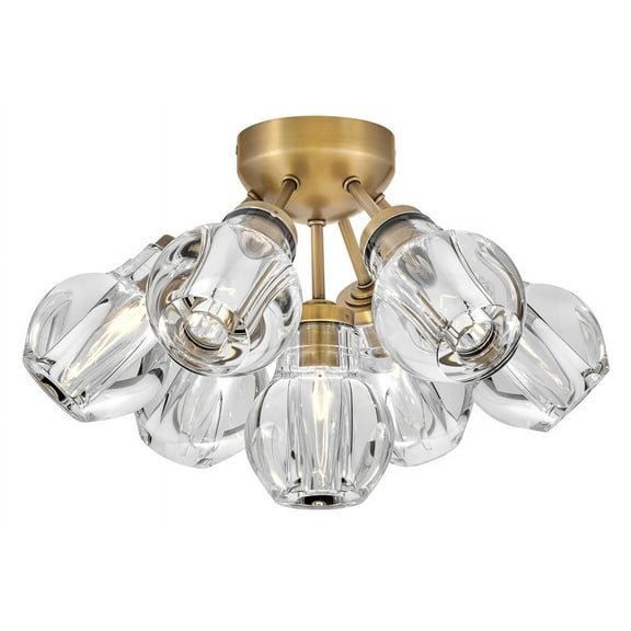 Fredrick Ramond Fr46951 Elise 7 Light 16" Wide Semi-Flush Globe Ceiling Fixture - Brass