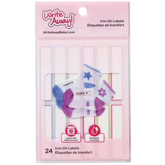 Mabel's Labels Write Away Iron On Girls Labels, 24 Count