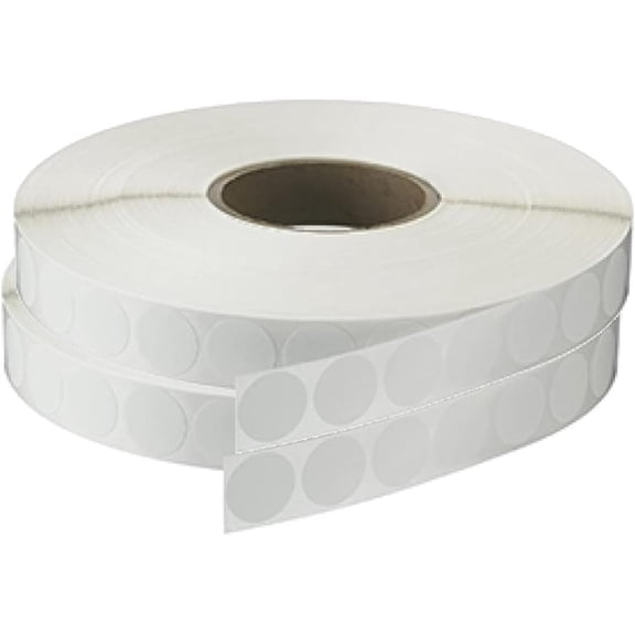 Round 1" White Litho Paper Wafer Tab Seals, Permanent Adhesive - 2 Rolls of 5,000 (10m)