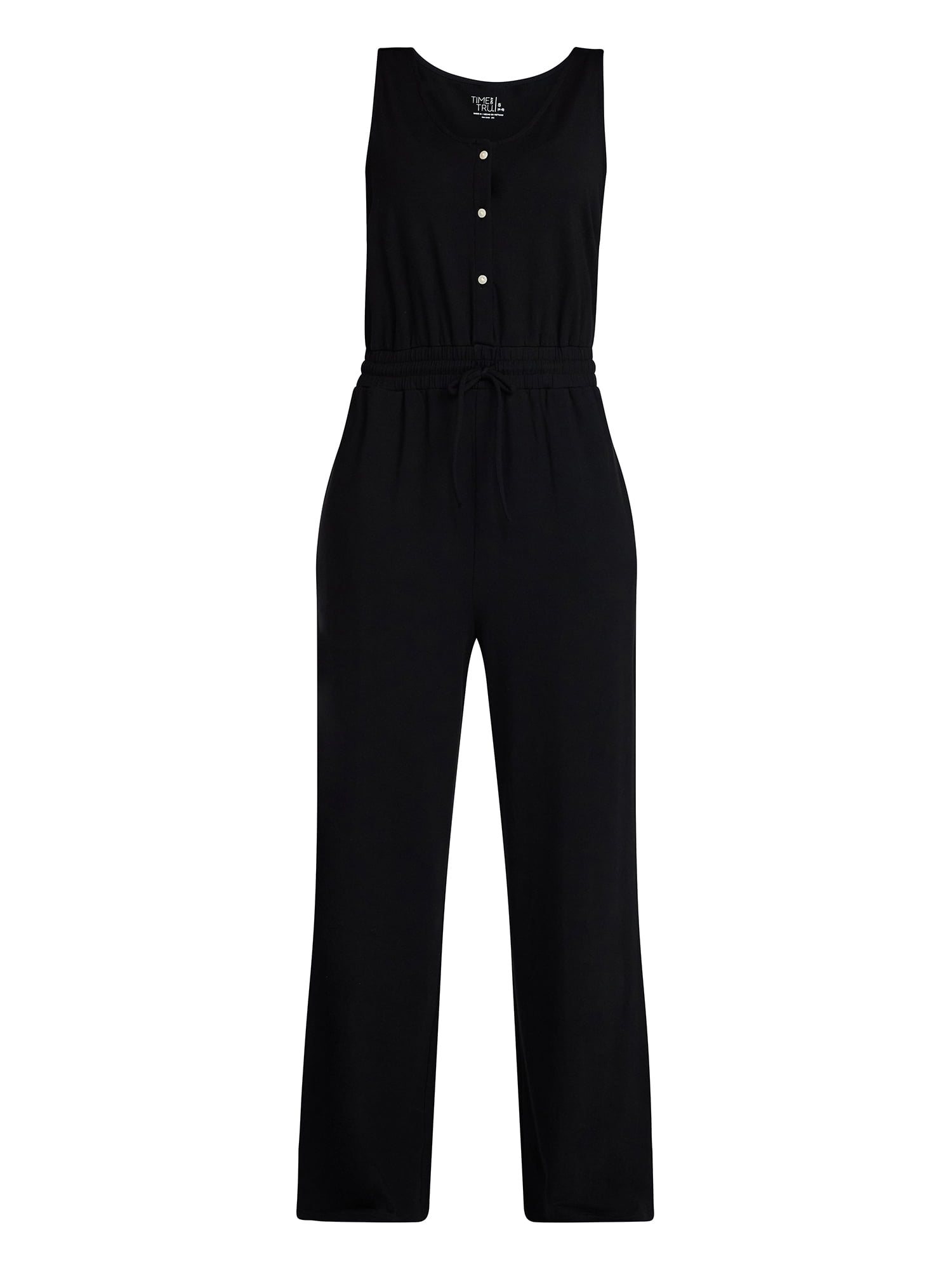 Time and Tru Women's Sleeveless Button Front Jumpsuit, Sizes XS-XXXL