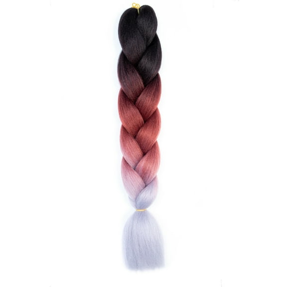 XmhyTop Rainbow Gradient Braiding Hair, 3Tone Synthetic Fiber Braid-In Extensions, 3Pcs 24in Real Soft Hair Supplies for Braiding Styling, Black/Brownn/Grey