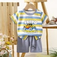 thumbnail image 4 of TOWED22 Baby Boy Toddler Clothes 2pcs Short Sleeve T-Shirt Top Cargo Shorts Dinosaur Truck Print Outfits(Light Gray,3-6 M), 4 of 4