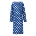 thumbnail image 2 of WBQ Womens Nightgown Long Sleeve Polka Dot Sleepshirts Spring Fall Loungewear House Dress Button Sleepwear Henley Nightdress, Blue S, 2 of 9