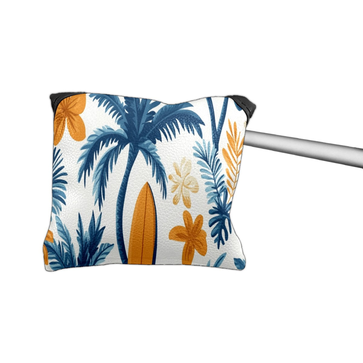 Golf Mallet Putter Cover Premium Leather Waterproof Golf Putter Head Cover with Magnetic Closure Surfboard Palm Tree