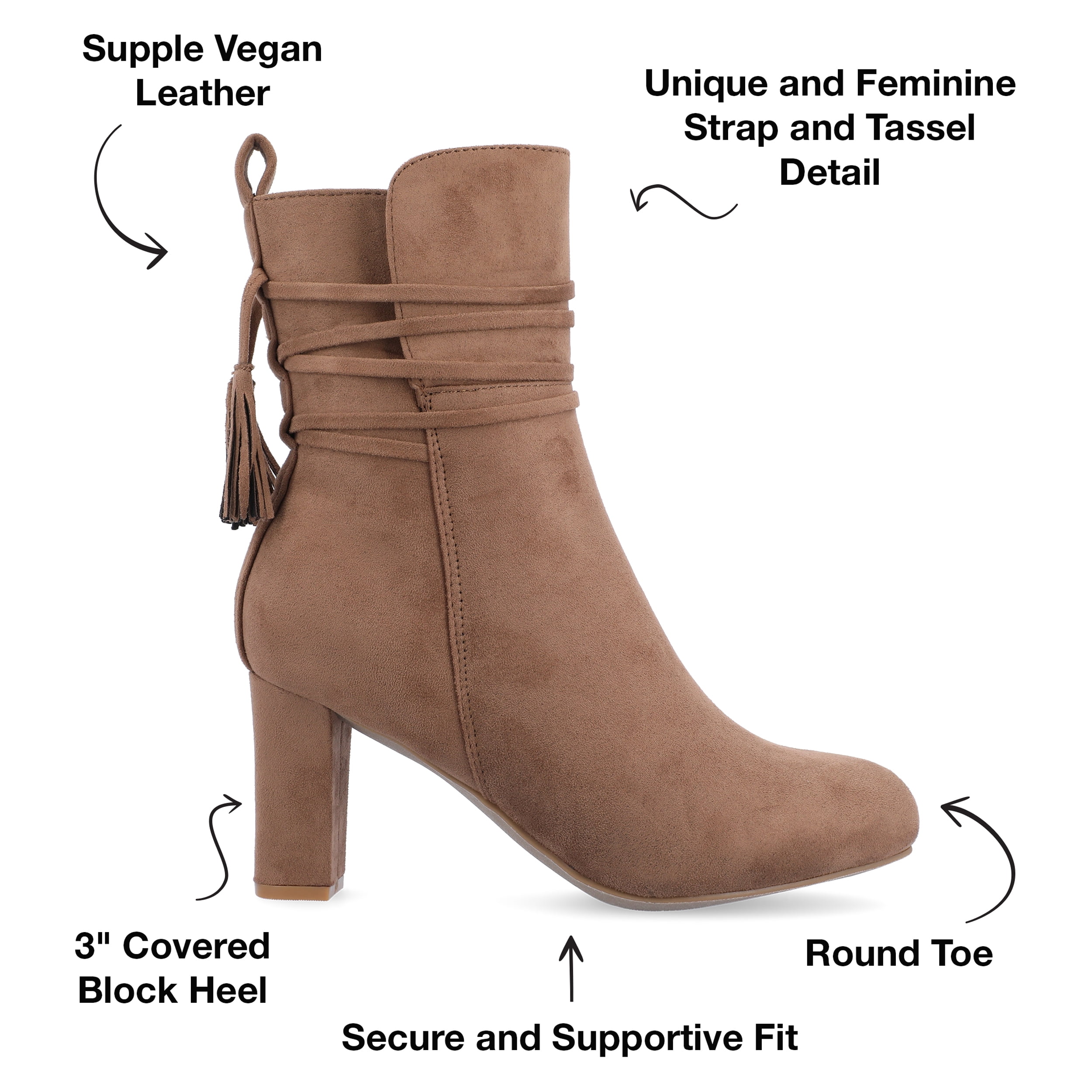 Journee Womens Zuri Inside Zip Block Heel Booties