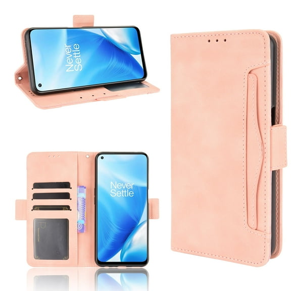 Allytech Wallet Case for Oneplus Nord N200 5G(2021), Premium PU Leather Flip Folio Stand Card Slots & Detachable Note Pocket Magnetic Clasp Purse Cover for Oneplus Nord N200 5G Smartphone, Pink