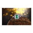 thumbnail image 2 of Halo Art Deco 2 Carat Split Shank Green Emerald 7x5mm Emerald Cut Diamond Moissanite Engagement Ring in 10k White Gold, 2 of 5