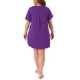 thumbnail image 3 of Agnes Orinda Women's Plus Size Mother's Day Sleepshirt Short Sleeve Soft Pajamas Dress V Neck Button Down Nightgown 4X Purple, 3 of 6