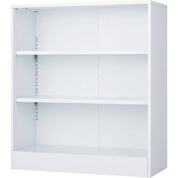 White Metal Bookshelf and Bookcase with Adjustable Storage Shelves, 3-Tier Metal Bookcase Bookshelf for Library, Living Room, Home, Office