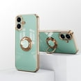 thumbnail image 5 of for iPhone 17 Case with Ring Holder, iPhone 17 Cover, Kickstand Magnetic Plating Frame TPU Shockproof Anti-Scratch Slim Girls Women Men Case Cover for iPhone 17, Mint, 5 of 5