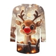 thumbnail image 5 of Ounisa Christmas Shirts for Women Funny Snowflake Elkhorn Elk Plus Size 3/4 Sleeve Tops Cute Crewneck Vacation Christmas Tree Shirt, 5 of 5