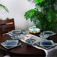 thumbnail image 4 of Gibson Elite Namastay 12 Piece Square Stoneware Dinnerware Set, Blue, 4 of 4