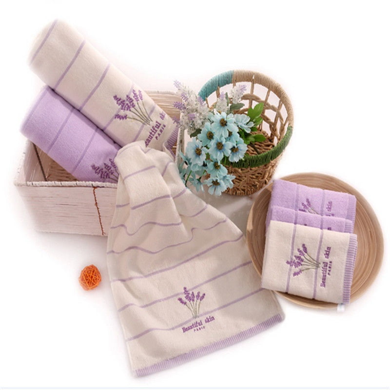 Dobby Super Aromatherapy Soft Bath Printed 100% Cotton Face Towel Lavender Hand 