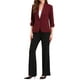 thumbnail image 2 of Blazer de solapa inspirador para mujeres con mangas 3/4, bolsillo, botón único, traje de trabajo en color burdeos, 2 of 6