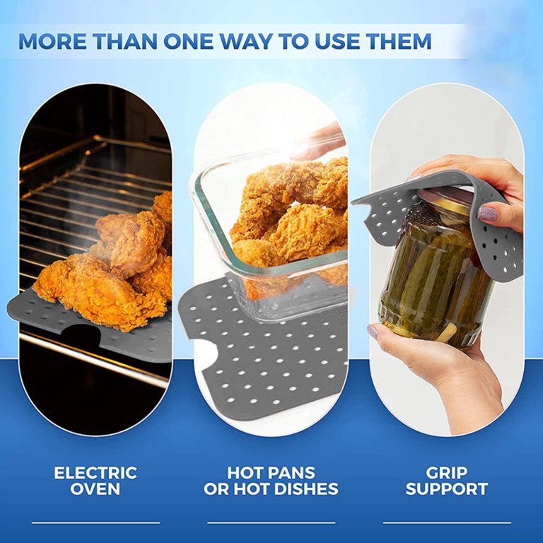 2X Reusable Air Fryer Liners Round Non-Stick Silicone Pad Mat