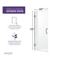 thumbnail image 6 of Passion Series 24 in. x 70 in. H Hinged Frameless Shower Door in Chrome with Tsunami Guard Tempered Glass and Handle, 6 of 11