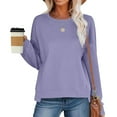 thumbnail image 2 of Tumotour Sweatshirt For Women Long Sleeve Shirts Tunic Tops Solid Color Crewneck Sweatshirts, 2 of 9