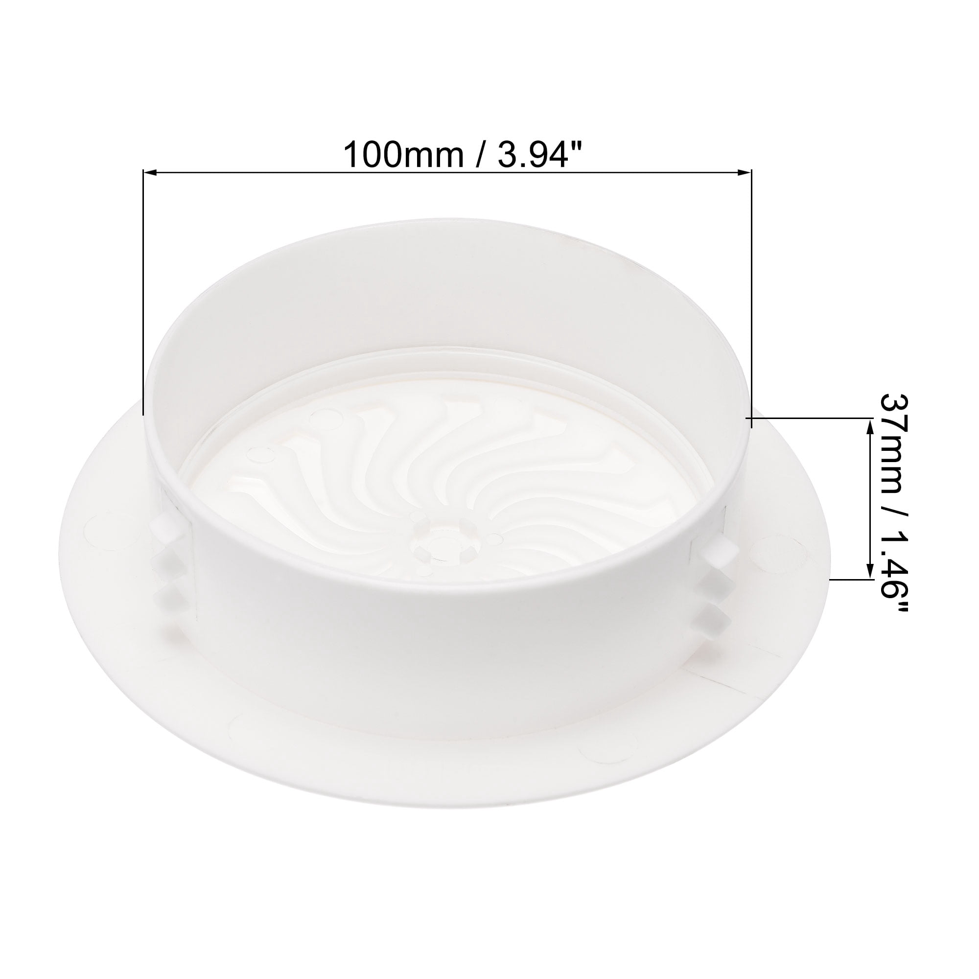 Uxcell 5.12" x 1.46" Round Vent Cover Adjustable Air Vent Cover ABS Plastic White 4pcs