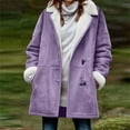 thumbnail image 2 of Wensltd Warm Long Sleeve Jacket for Women Plus Size Fleece Lining Coat Button Winter Outerwear with Pockets, 2 of 5