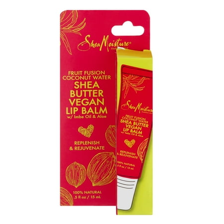 Shea Moisture Fruit Fusion Coconut Water Shea Butter Vegan Lip Balm W/Imbe Oil & Aloe, 0.5 FL