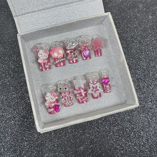 Pegatinas de uñas Sanrioed Hellokittys Y2K, pegatinas de uñas de chica caliente, subcultura, manicura de industria pesada, estilo europeo y americano, nuevas