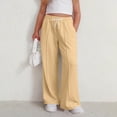 thumbnail image 2 of kpoplk Girls Oversized Wide Leg Sweatpants Drawstring Kids Baggy Straight Leg Track Pants Casual Plain Pockets Joggers(Yellow,11-12 Y), 2 of 5