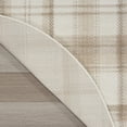 thumbnail image 5 of HomeRoots 572327 4 ft. Plaid Power Loom Round Rug, Ivory, 5 of 11