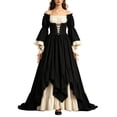 thumbnail image 2 of Smsaxvxz Halloween Costumes for Women Fashion Renaissance Dresses Women Off Shoulder Bell Sleeve Peasant Pirate Dress Black XL, 2 of 6