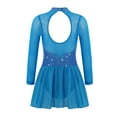 thumbnail image 2 of Yeahdor Girls Long Sleeves Figure Ice Skating Dress Rhinestones Sheer Mesh Ballet Dance Dress, 2 of 7