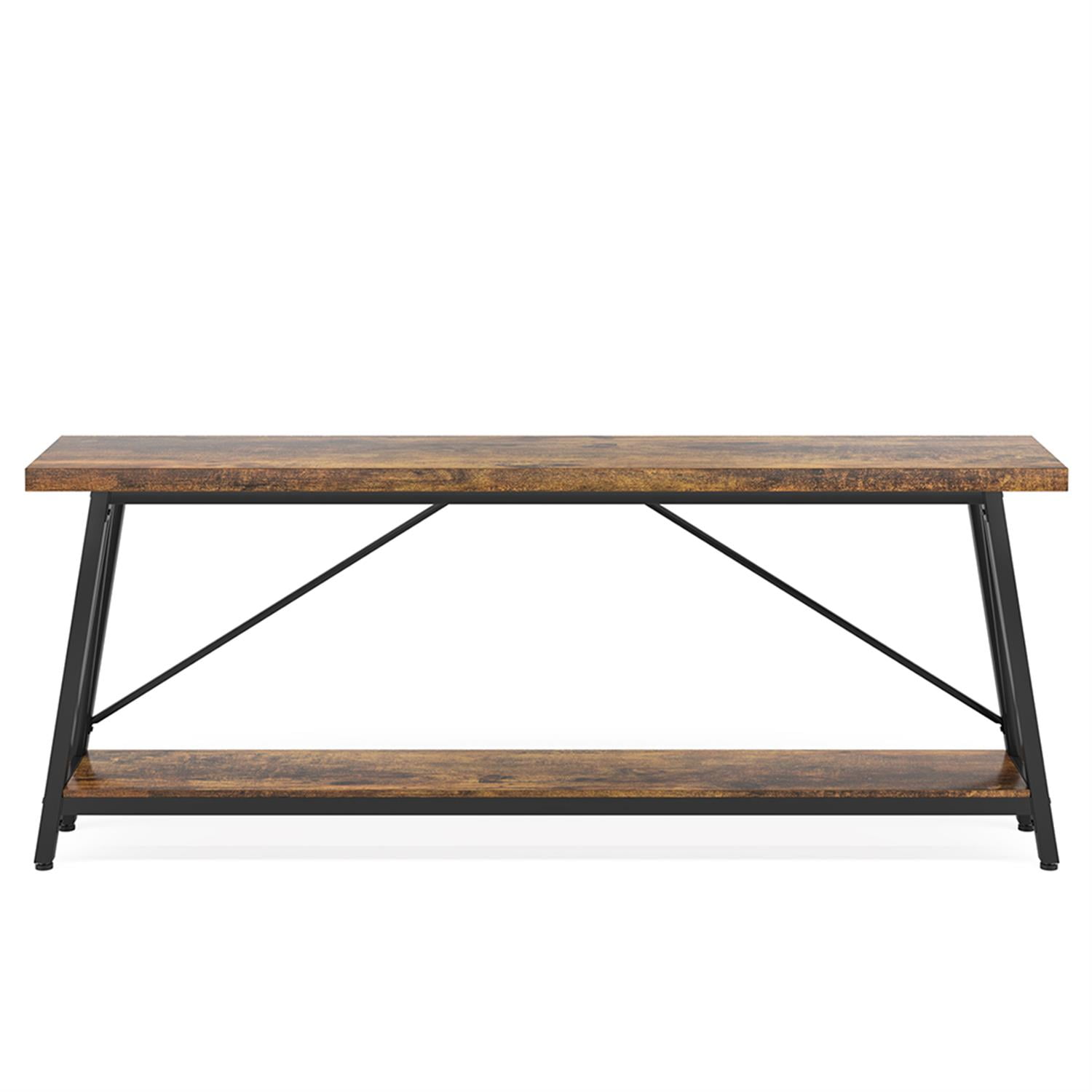 Demi Bonn 70.9" Console Table, Rustic Vintage Narrow Sofa Table for Entryway, Living Room, Hallway, Brown & Black