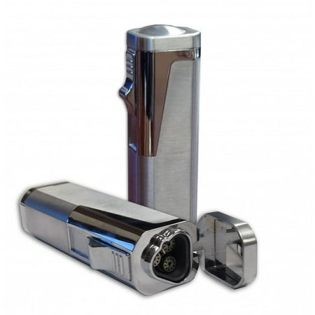 - Typhoon Triple Flame Torch Lighter w/ Retractable Bullet Cutter - Silver