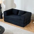 thumbnail image 3 of S-HOME Multi-Functional 59 Inch Convertible Sleeper Sofa Bed With Cylindrical Pillow Corduroy Folding Mattress  Fixed Frame For Living Room, Black, 3 of 16