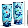 thumbnail image 1 of Dolphin Tumbler, 20 OZ Dolphin Cup with Straw and Lid, Stainless Steel Double Wall Vacuum Insulated Dolphin Print Travel Cup, Dolphin Gifts for Women - Dolphin Gifts for Dolphin Lovers, 1 of 6